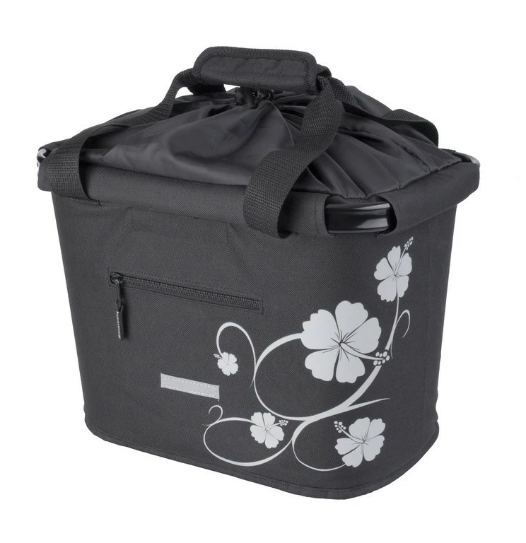 BlueBird Cykelkurv/taske Med Klikbeslag Sort Hibiscus 3 BlueBird Cykelkurv/taske Med Klikbeslag Sort Hibiscus